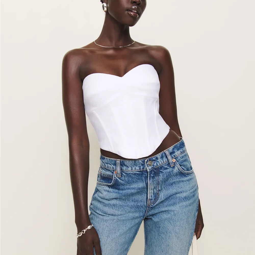 Reformation Pacie Linen Top Ivory - Size 2